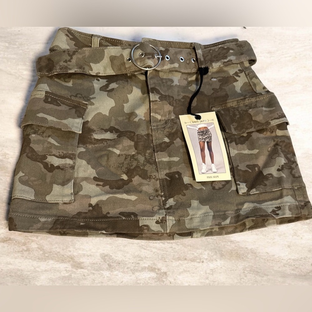 Ban-Jara Camouflage Mini Skirt with Belt nwt sz 0/23 - Picture 1 of 8